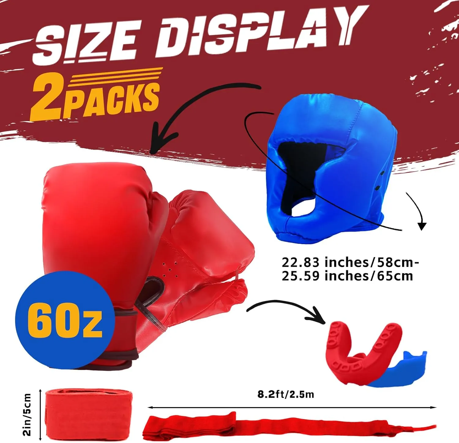 14 Pcs Boxing Set Boxing Equipment Set for Beginners Including 2 Pair of 6 oz Boxing Gloves Headgear Helmet Hand Wraps Mouth Guards Gifts for Adults Youth Beginners Training Equipment