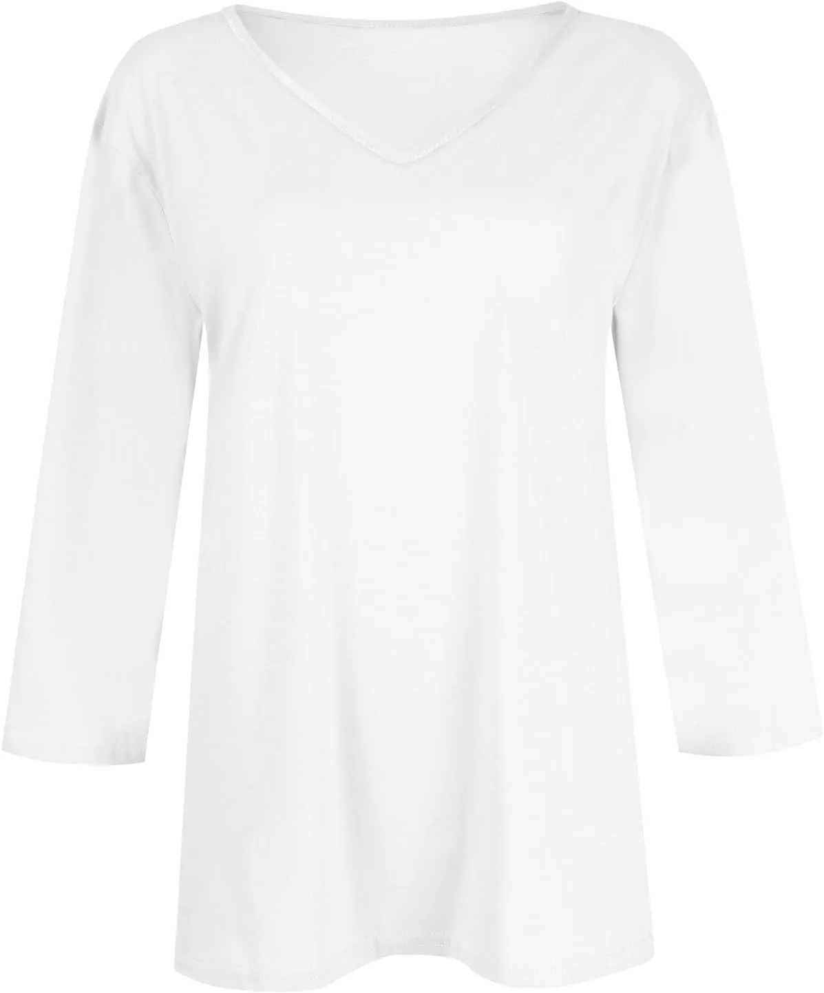3/4 Length Sleeve Womens Tops Casual V-Neck Ladies Shirts 2025 Summer Elbow Length Printed,Plain t Shirts Outfits