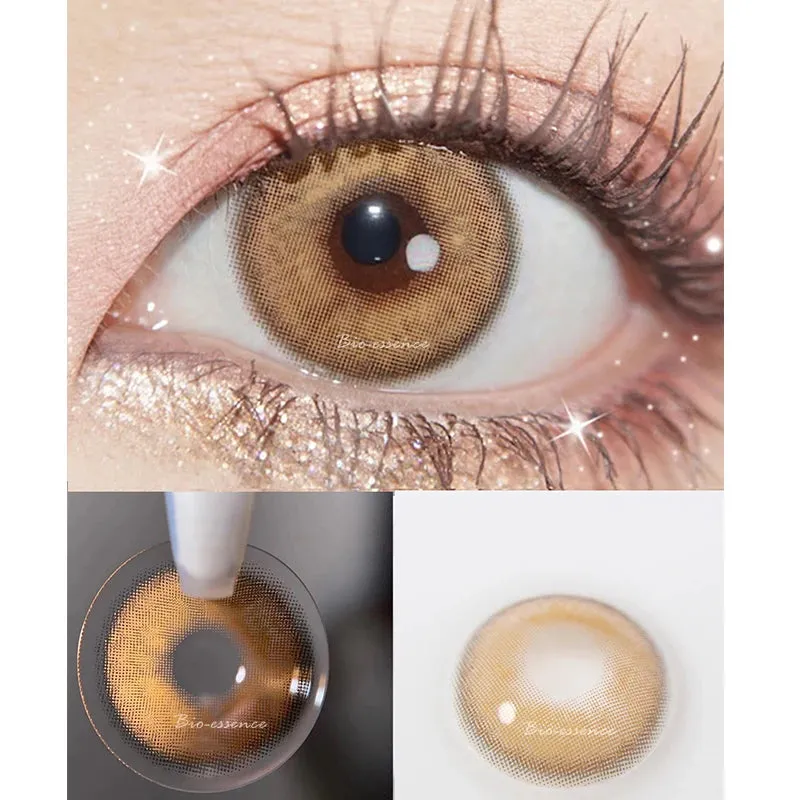 Bio-essence 1 Pair Colorful Contact Lenses For Eyes Colored Eye Lenses Brown Color Contact lens Yearly Lentillas Azules