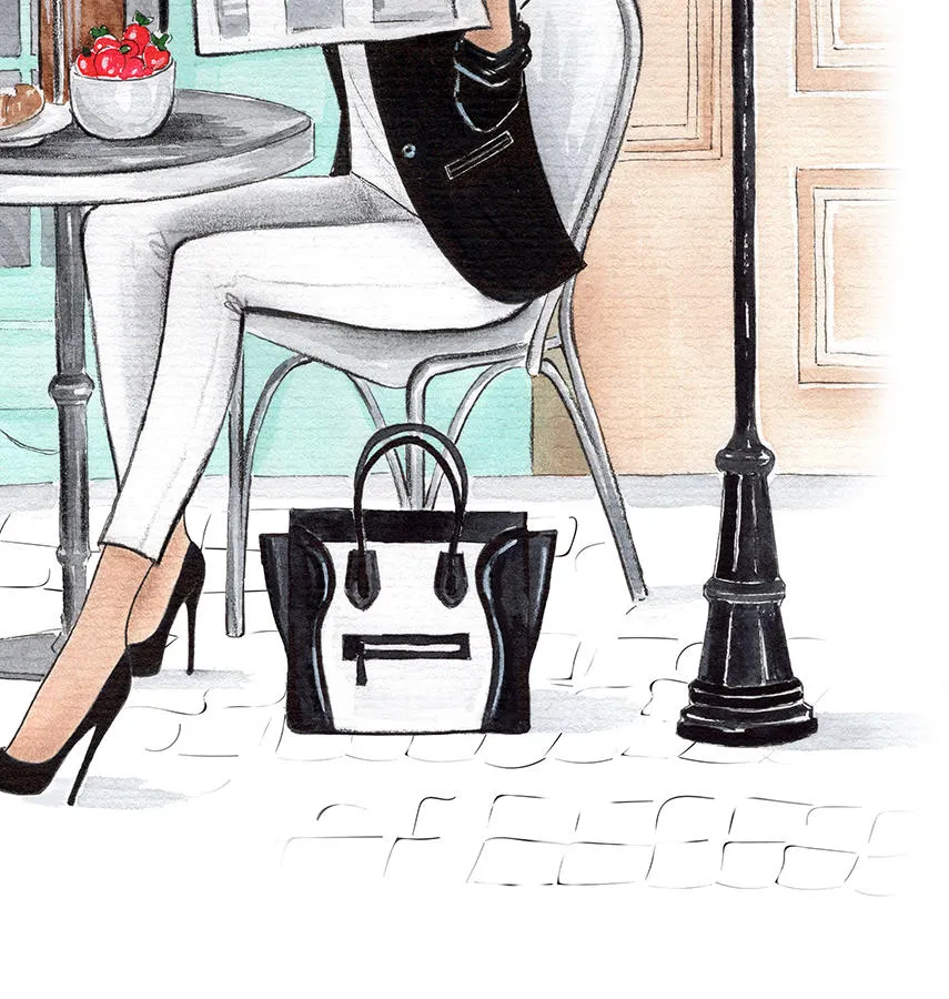 Breakfast in Paris cafe art print fashion illustration