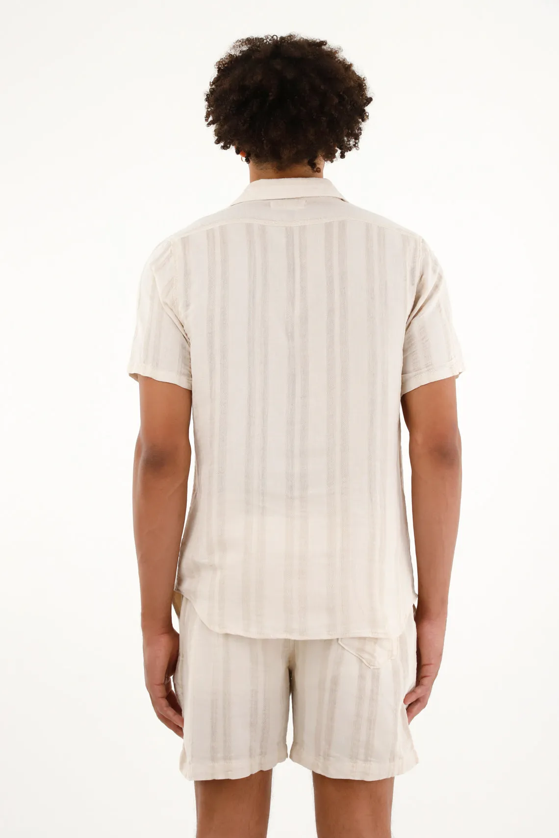 Camisa crudo tipo bowling a rayas para hombre