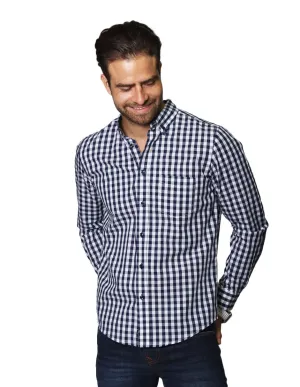 Camisas Para Hombre De Manga Larga Con Estampado de Cuadros Regular Fit B35216 Blanco