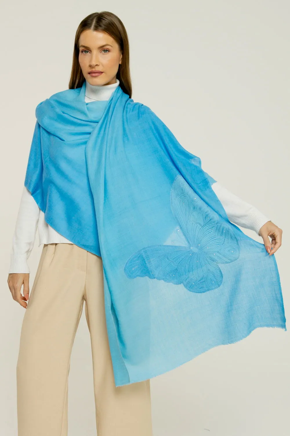 Cashmere Bordado butterfly azul