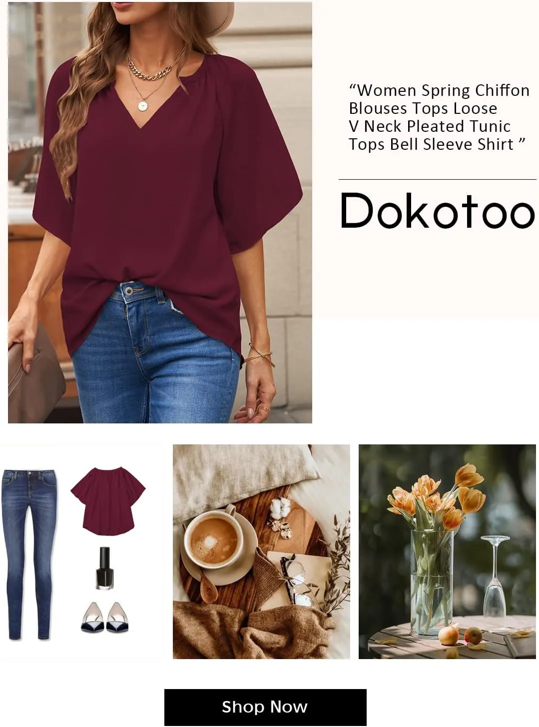 Dokotoo Womens Summer Tops V Neck Short Sleeve Shirts Business Work Chiffon Women Blouses