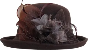 Elegant Hat for Men Women Wide Brim Boater Fedora Flat Top Hat Church Cap Vintage Hats for Women Fall Hat