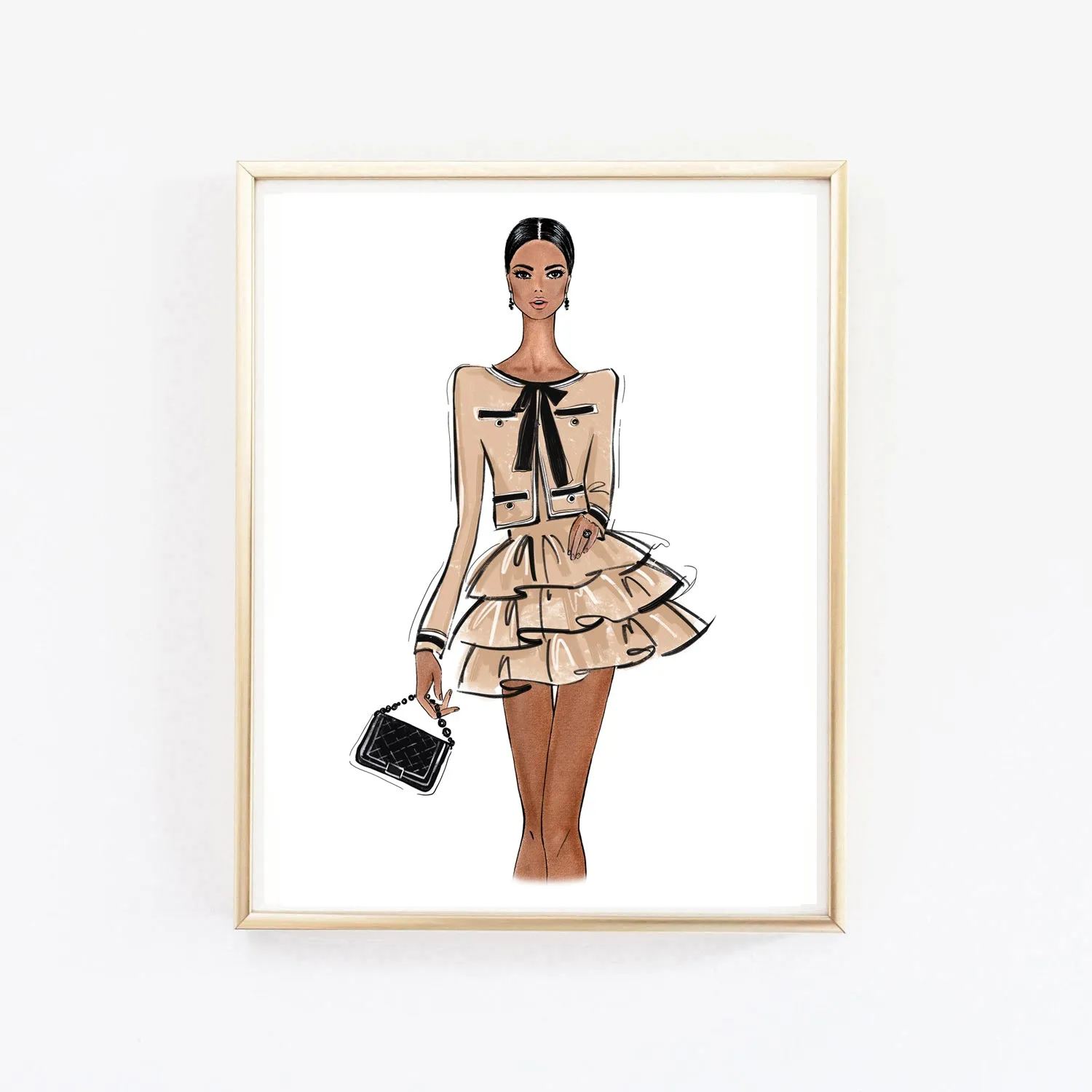 Fashion girly outfit art print fashion illustration
