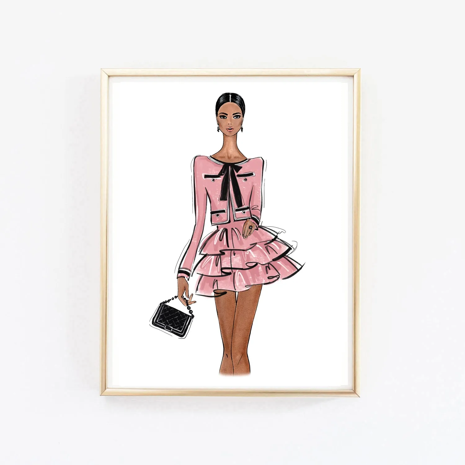 Fashion girly outfit art print fashion illustration