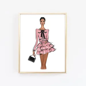 Fashion girly outfit art print fashion illustration