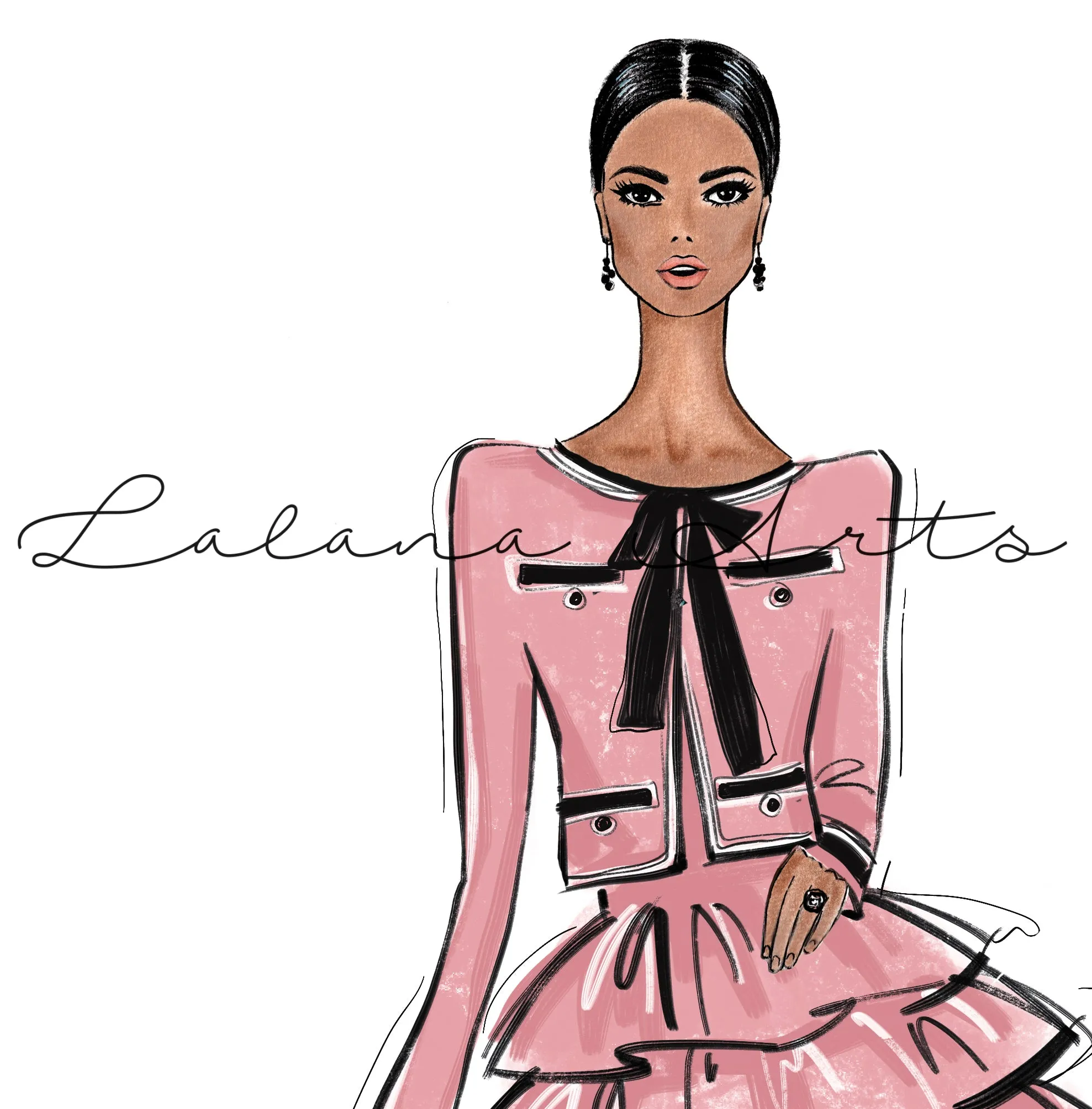 Fashion girly outfit art print fashion illustration