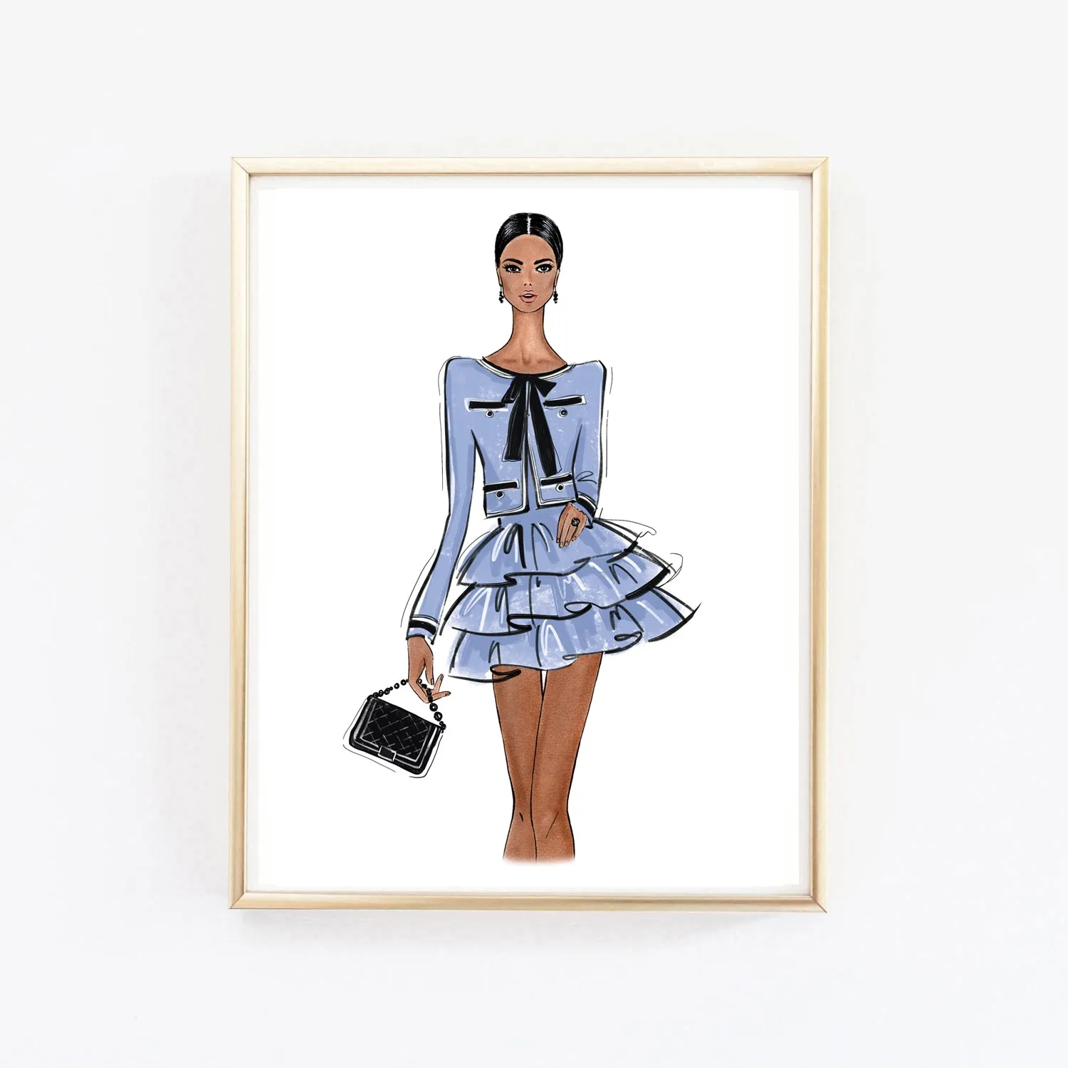 Fashion girly outfit art print fashion illustration