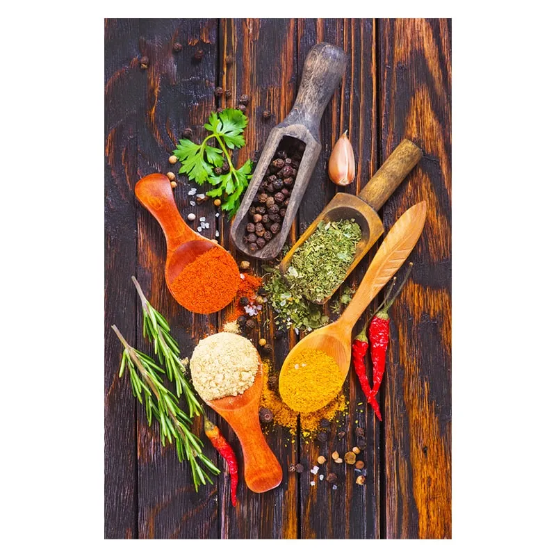 Grains, Spices, and Spoon Canvas Oil Painting: Kitchen Wall Art
