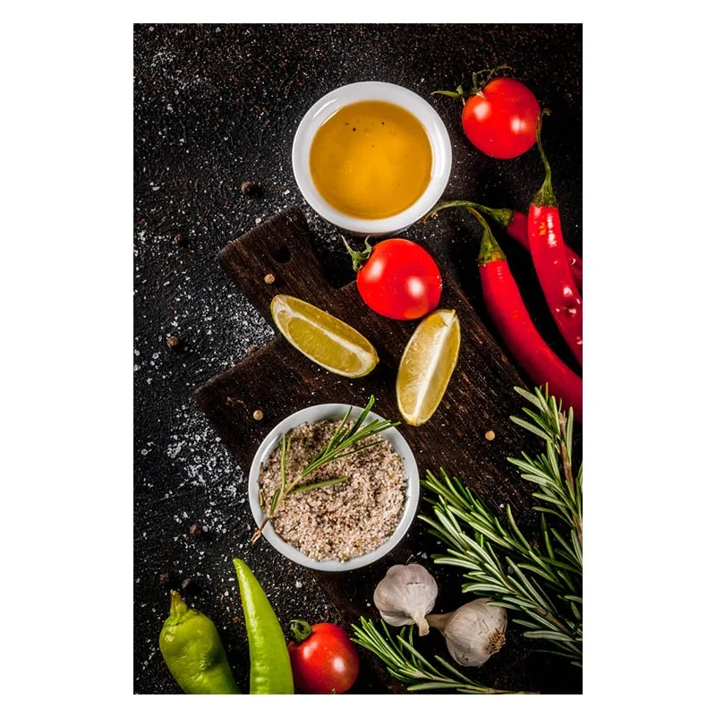Grains, Spices, and Spoon Canvas Oil Painting: Kitchen Wall Art