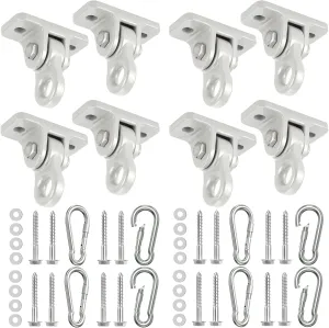 Heavy Duty Porch Swing Hangers Kit, with Screws Bolts for Wooden Sets Playground Porch Patio Yoga Seat Indoor Outdoor Hanging Snap Hooks (8 Pack Silver)