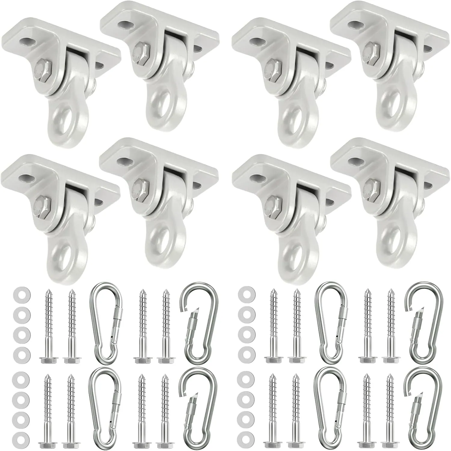 Heavy Duty Porch Swing Hangers Kit, with Screws Bolts for Wooden Sets Playground Porch Patio Yoga Seat Indoor Outdoor Hanging Snap Hooks (8 Pack Silver)