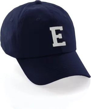 I&W Hatgear Customized Letter Intial Baseball Hat A to Z Team Colors, Navy Cap Black White