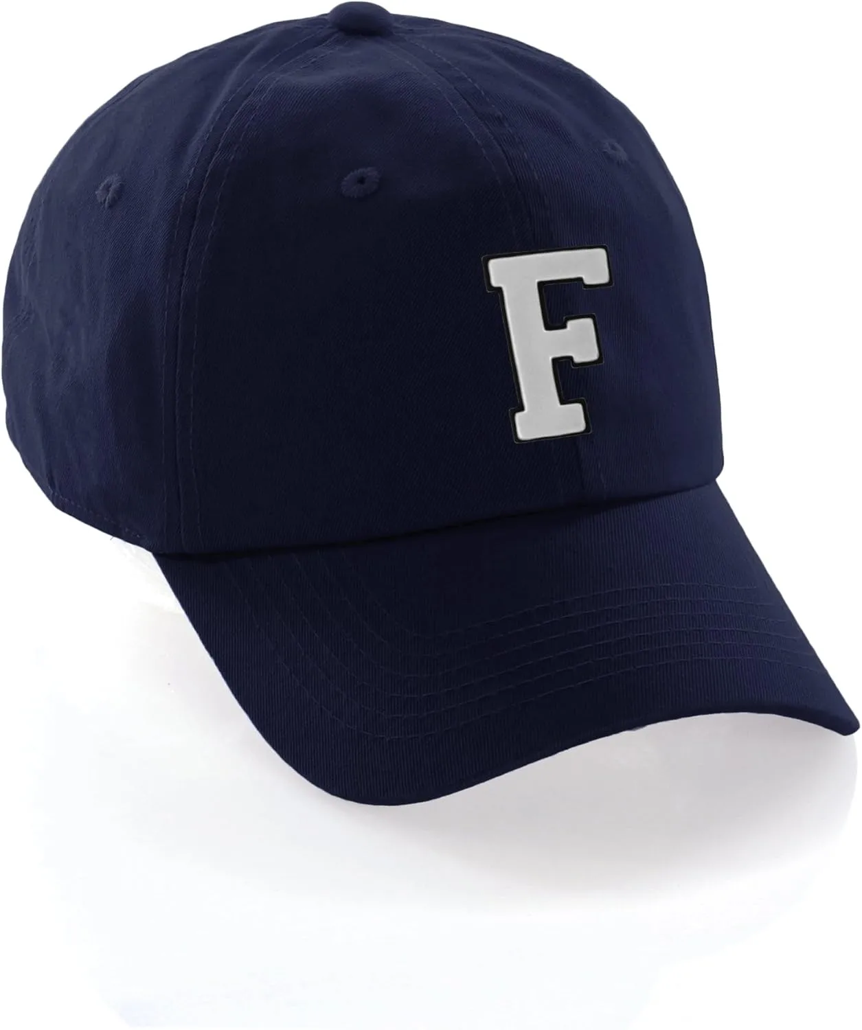 I&W Hatgear Customized Letter Intial Baseball Hat A to Z Team Colors, Navy Cap Black White