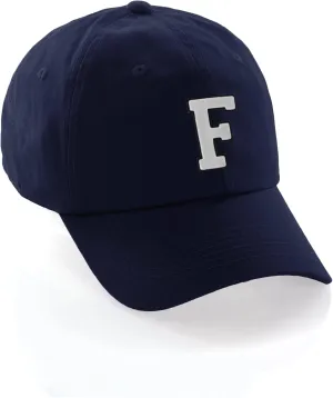 I&W Hatgear Customized Letter Intial Baseball Hat A to Z Team Colors, Navy Cap Black White