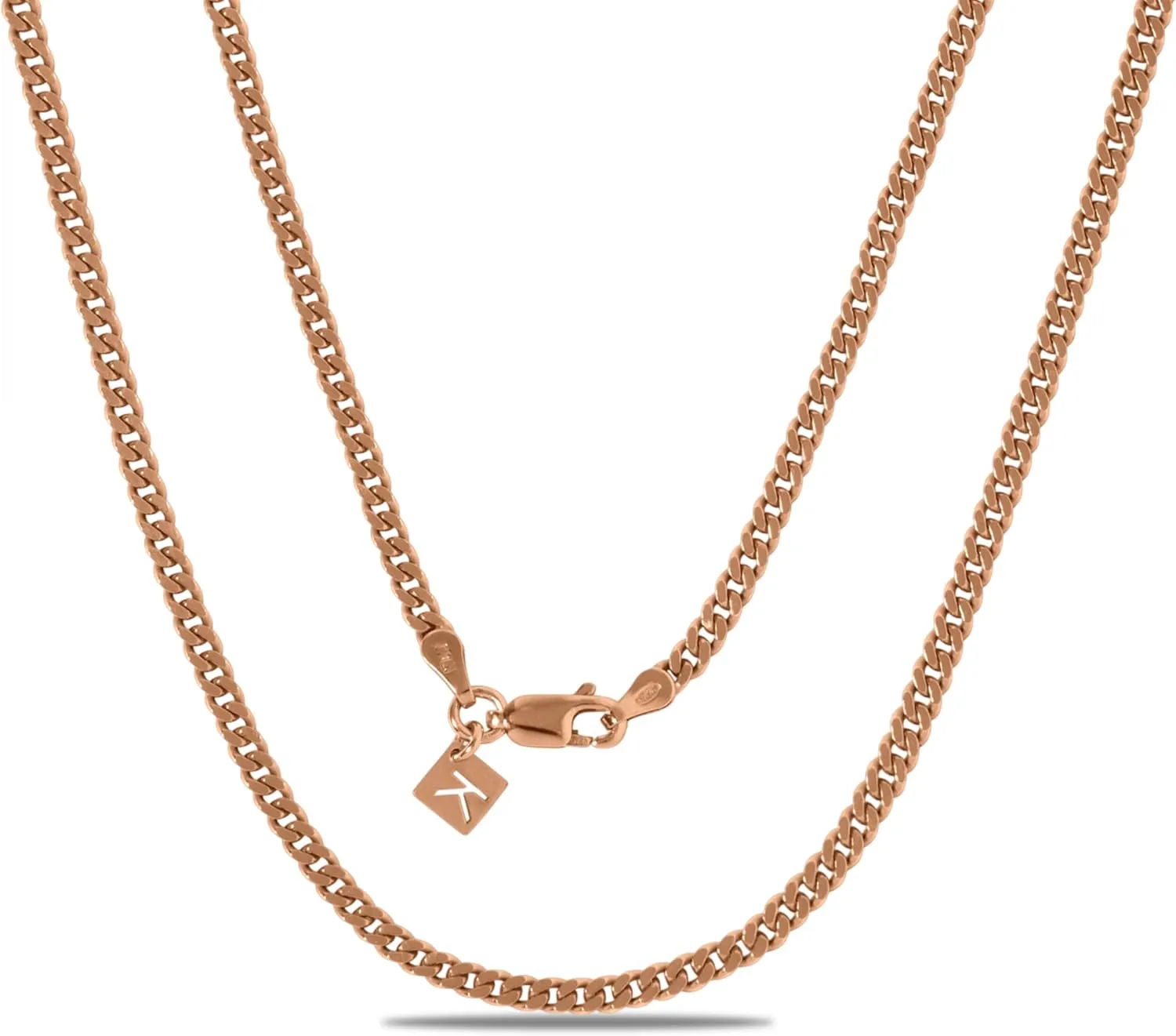 KEZEF 3mm Miami 925 Sterling Silver Chain Necklace Men - Curb Diamond Cut Cuban Link Chain Men Women in 18kt Gold, Rose Gold, Silver Necklace - Made in Italy Chains - cadenas de plata 925 para hombre
