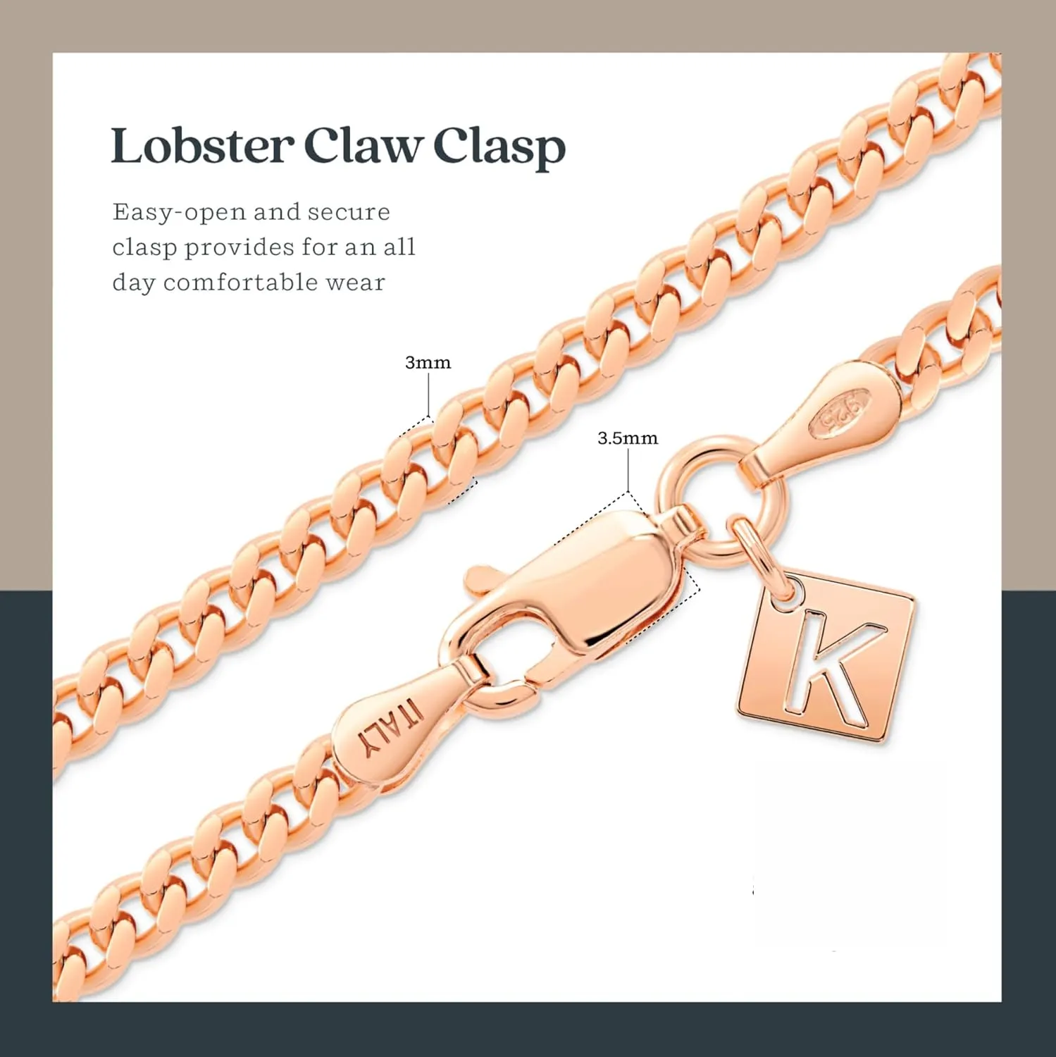KEZEF 3mm Miami 925 Sterling Silver Chain Necklace Men - Curb Diamond Cut Cuban Link Chain Men Women in 18kt Gold, Rose Gold, Silver Necklace - Made in Italy Chains - cadenas de plata 925 para hombre