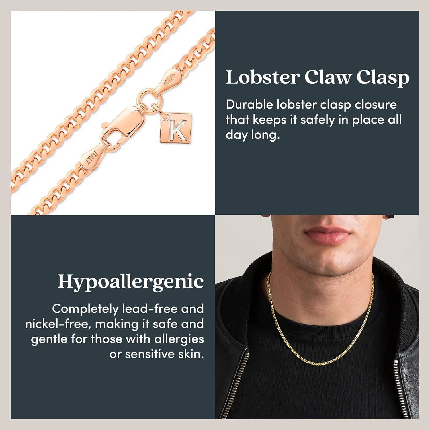 KEZEF 3mm Miami 925 Sterling Silver Chain Necklace Men - Curb Diamond Cut Cuban Link Chain Men Women in 18kt Gold, Rose Gold, Silver Necklace - Made in Italy Chains - cadenas de plata 925 para hombre