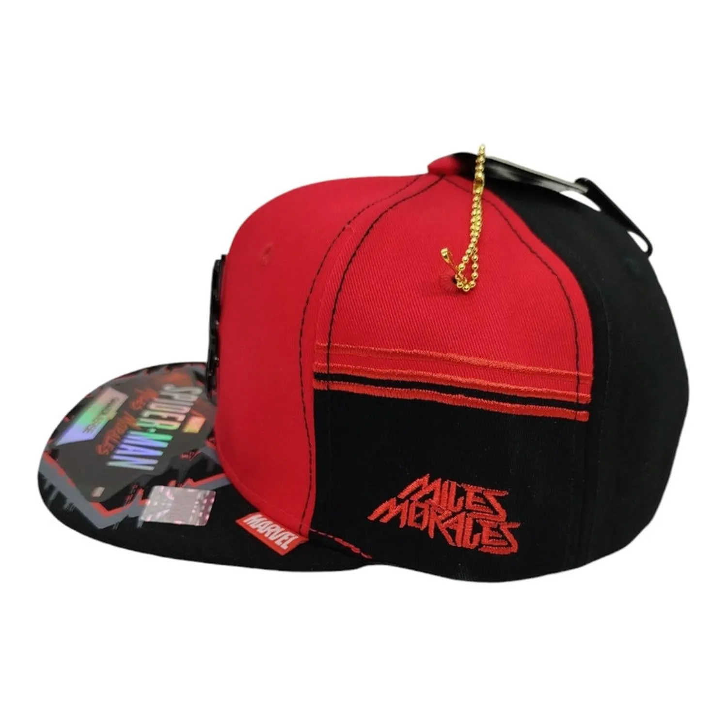 Kndit Caps Gorra Roja Con Negro Placa Negra Logo Araña Miles Morales
