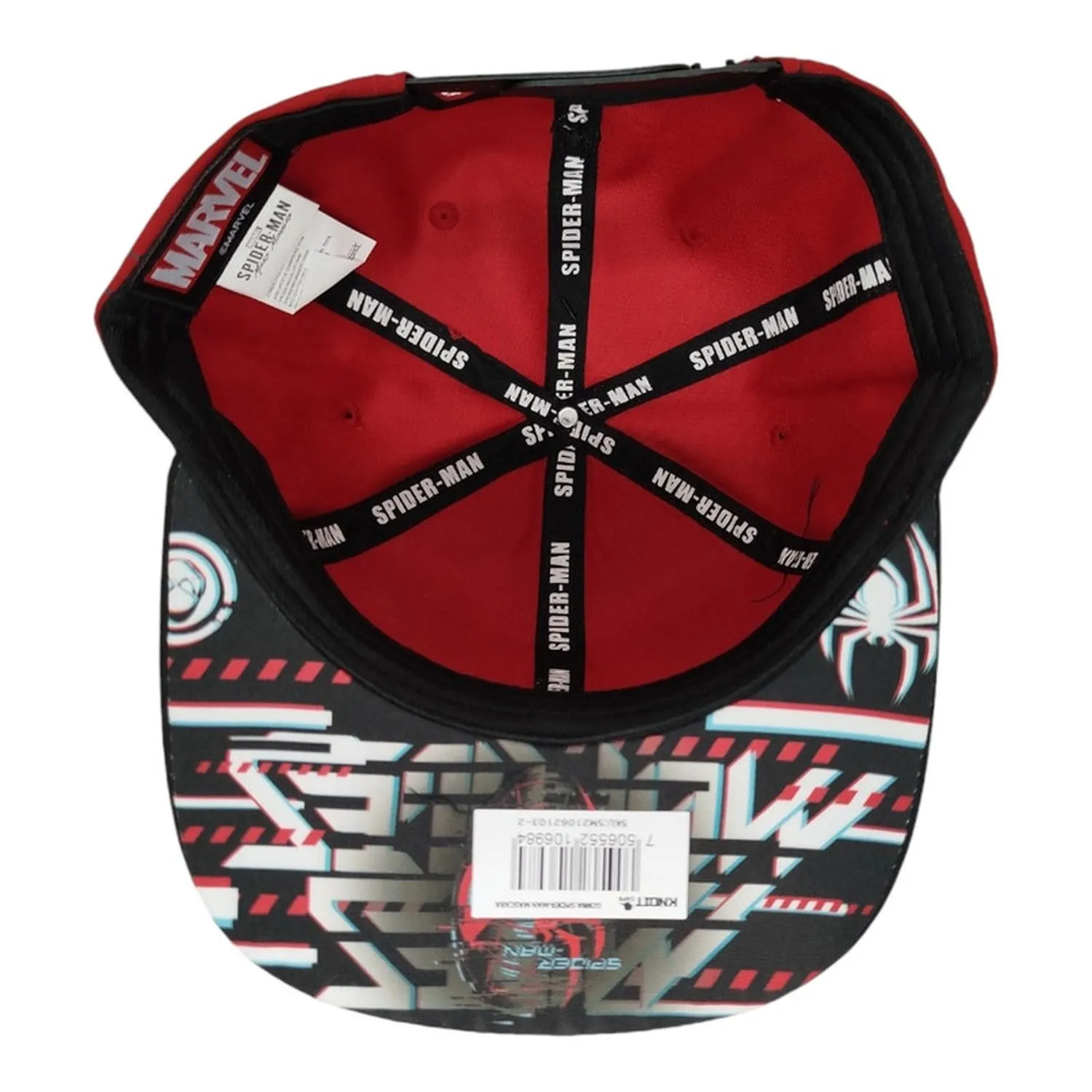 Kndit Caps Gorra Roja Con Negro Telaraña Placa Plateada Máscara-Araña Miles Morales