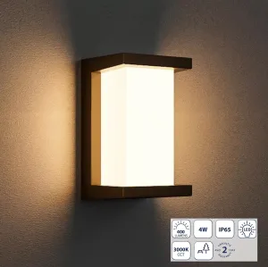 Lámpara De Pared Exterior Negra LED 4W 3000K 400Lm. Iluminación Potente Y Cálida. Luminaria