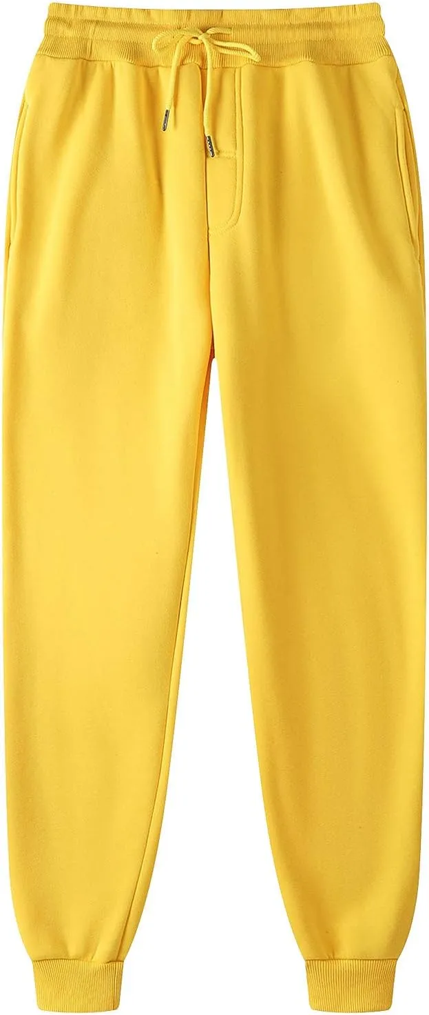 Mens Sweatpants Joggers Casual Solid Workout Track Pants Drawstring Fleece Lined Baggy Athletic Sweatpants