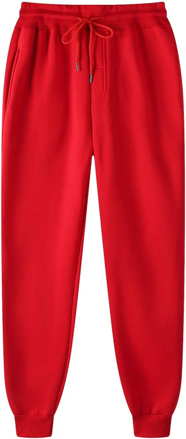 Mens Sweatpants Joggers Casual Solid Workout Track Pants Drawstring Fleece Lined Baggy Athletic Sweatpants