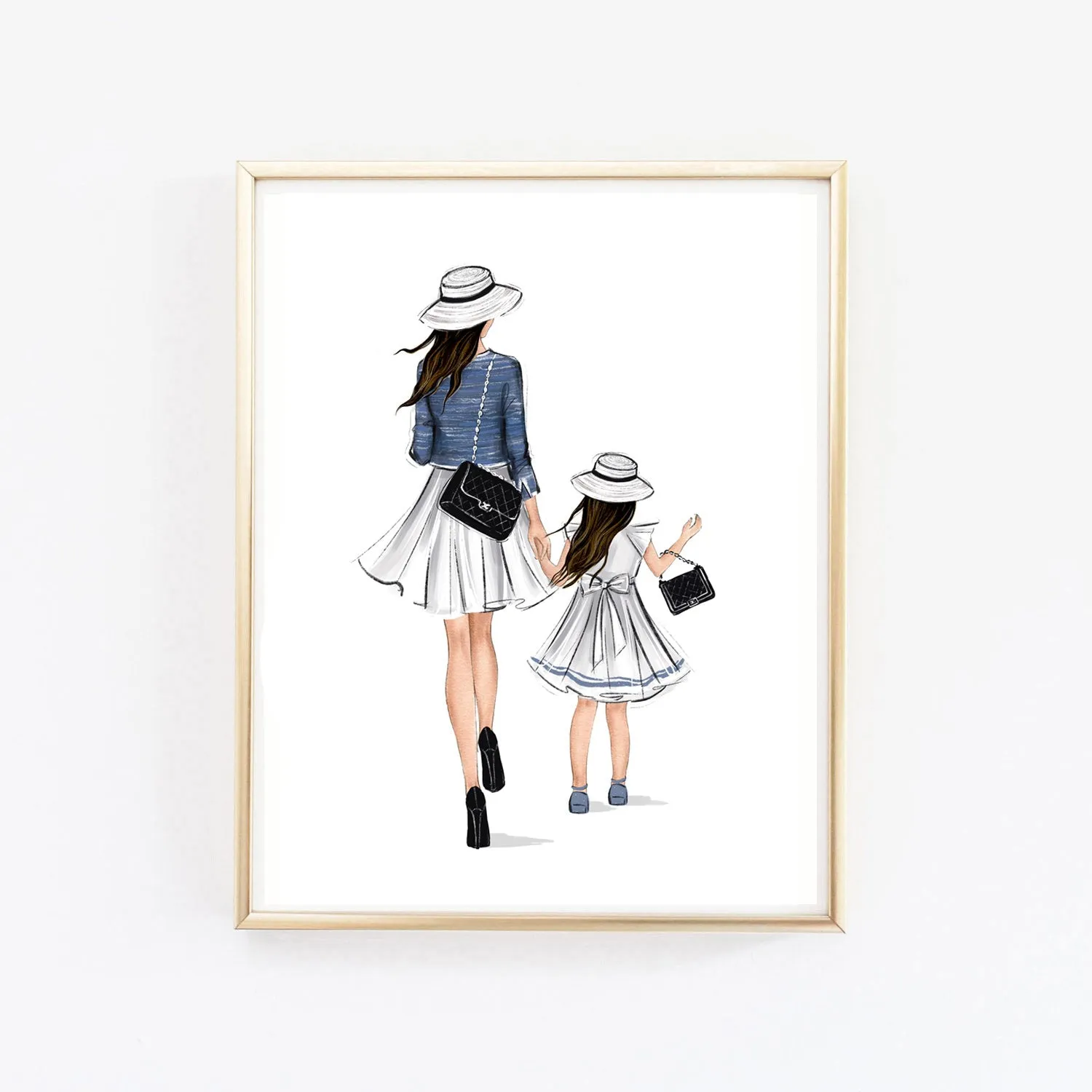 Mother and Daughter art print fashion illustration