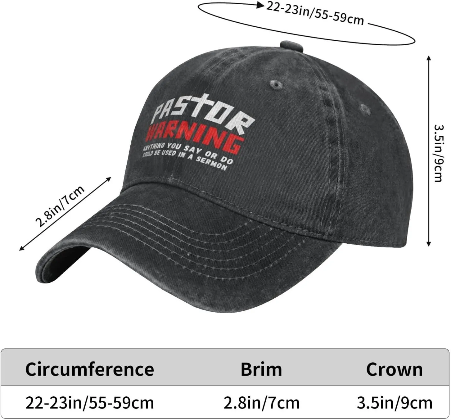 Pastor Warning Hat Pastor Gifts Anything You Say Or Do Could Be Used in A Sermon Baseball Cap for Men Women