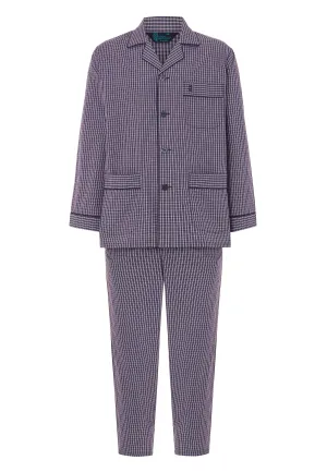Pijama Hombre Largo Solapa Algodón Popelín Cuadros - Azul 2980_39