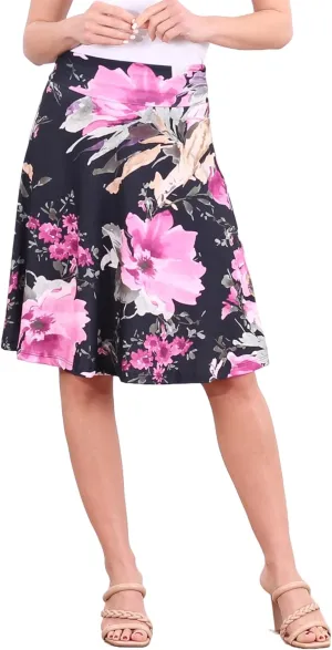 Popana Womens Casual Knee Length A-Line Stretch Midi Skirt Plus Size