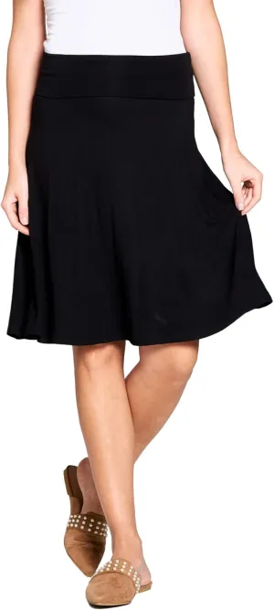 Popana Womens Casual Knee Length A-Line Stretch Midi Skirt Plus Size