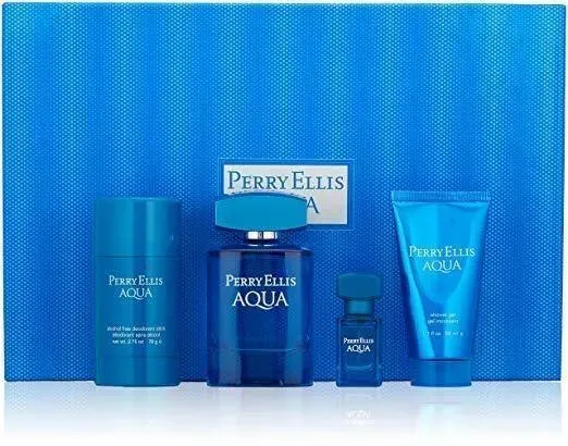 Set 4 Piezas Perry Ellis Aqua Para Hombre De Perry Ellis edt 100ml