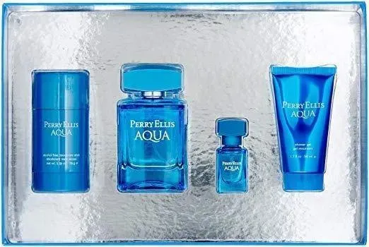 Set 4 Piezas Perry Ellis Aqua Para Hombre De Perry Ellis edt 100ml