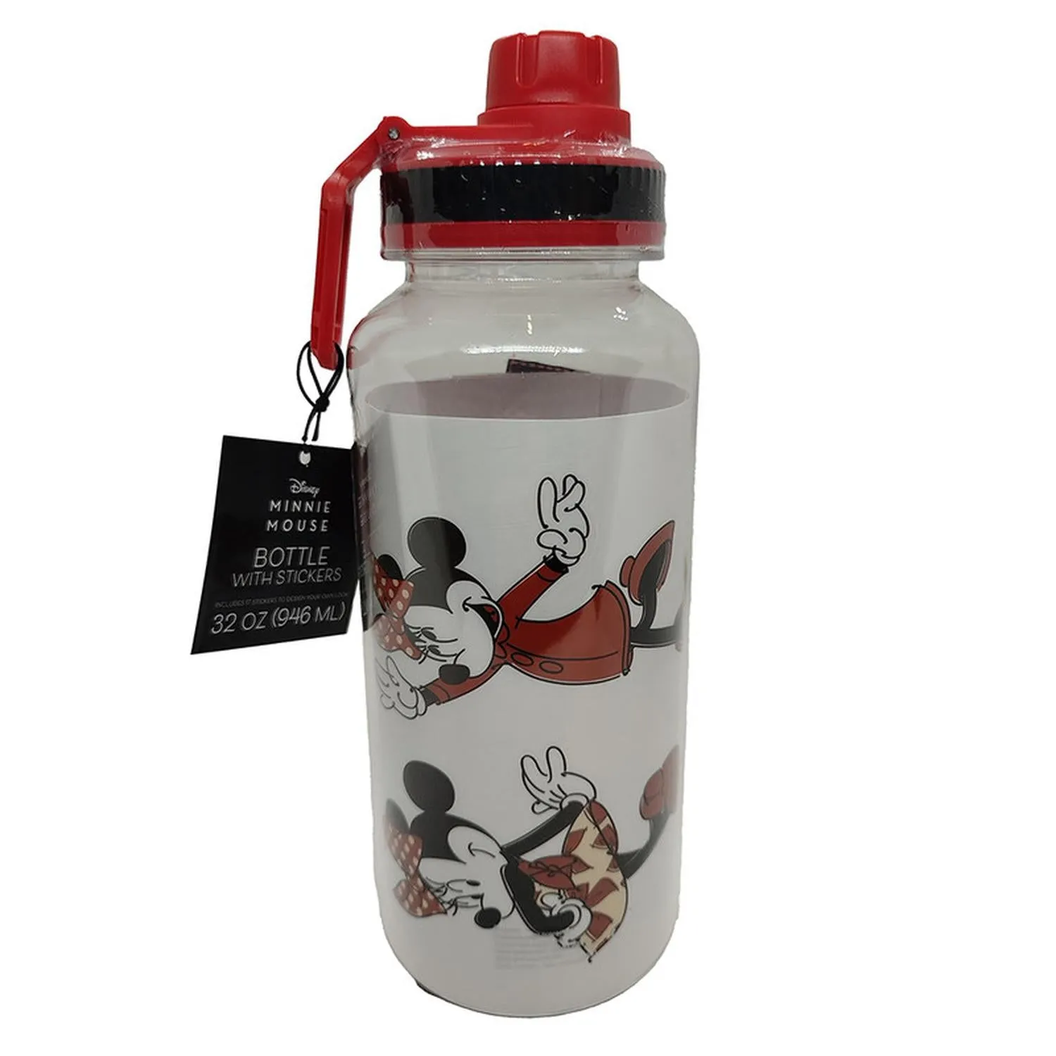 Siglo 21 Botella Transparente Tapón Rojo Minnie Para Decorar Mickey Mouse And Friends