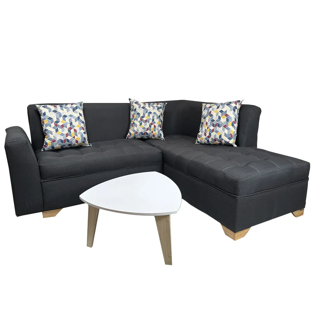 Sofa en L Osaki   Mesa Da Vinci   Cojines Tela Plomo