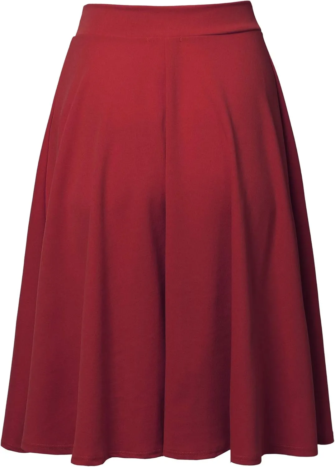 SSOULM Women's High Waist Flare A-Line Midi Skirt with Plus Size