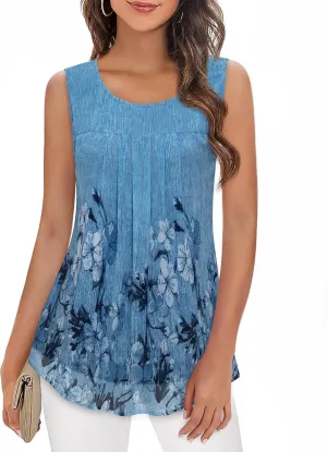 Timeson Women's Sleeveless Chiffon Tank Top Double Layers Casual Blouse Tunic