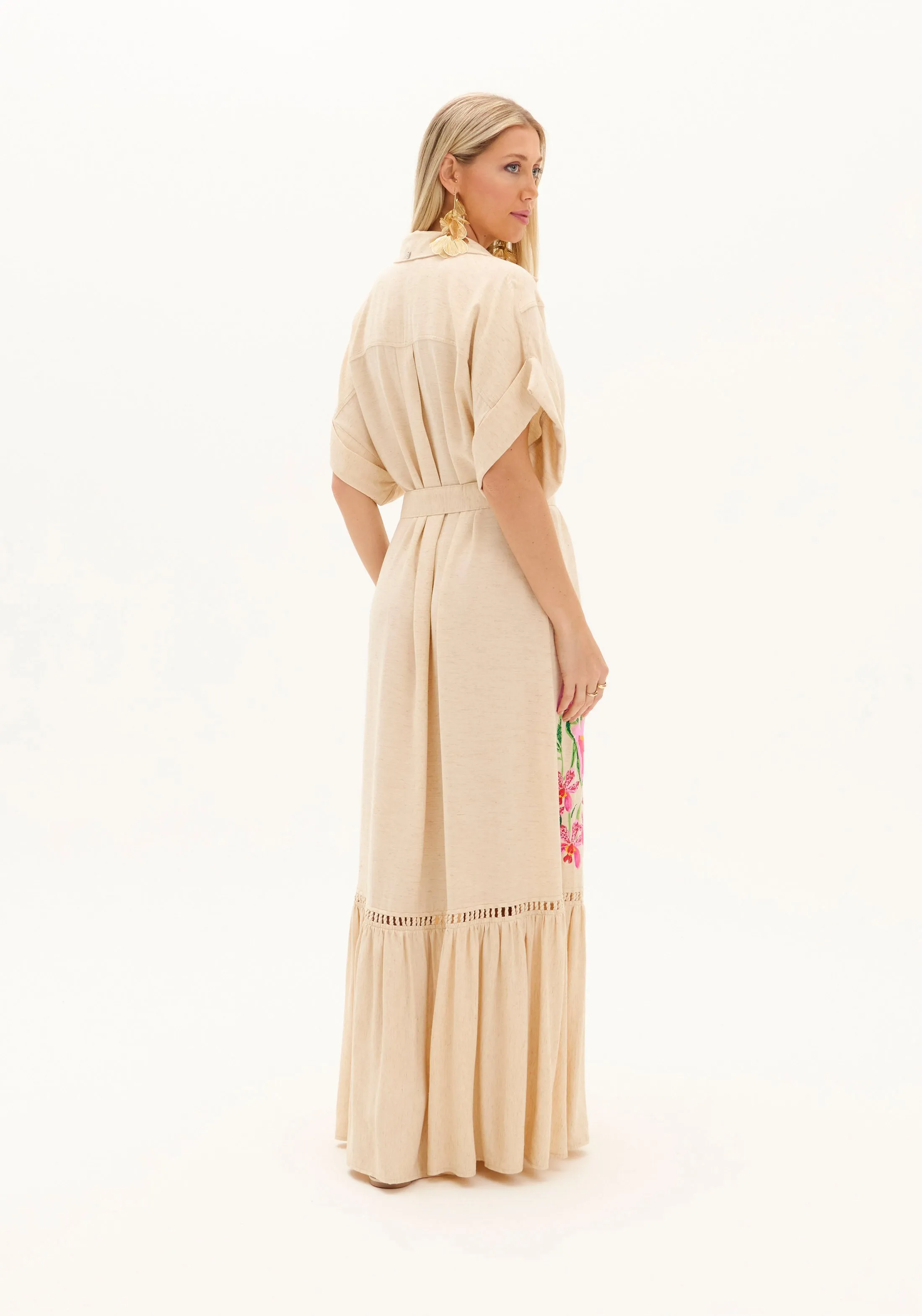 Vestido Amarante Helena Chemise Longo Bordado