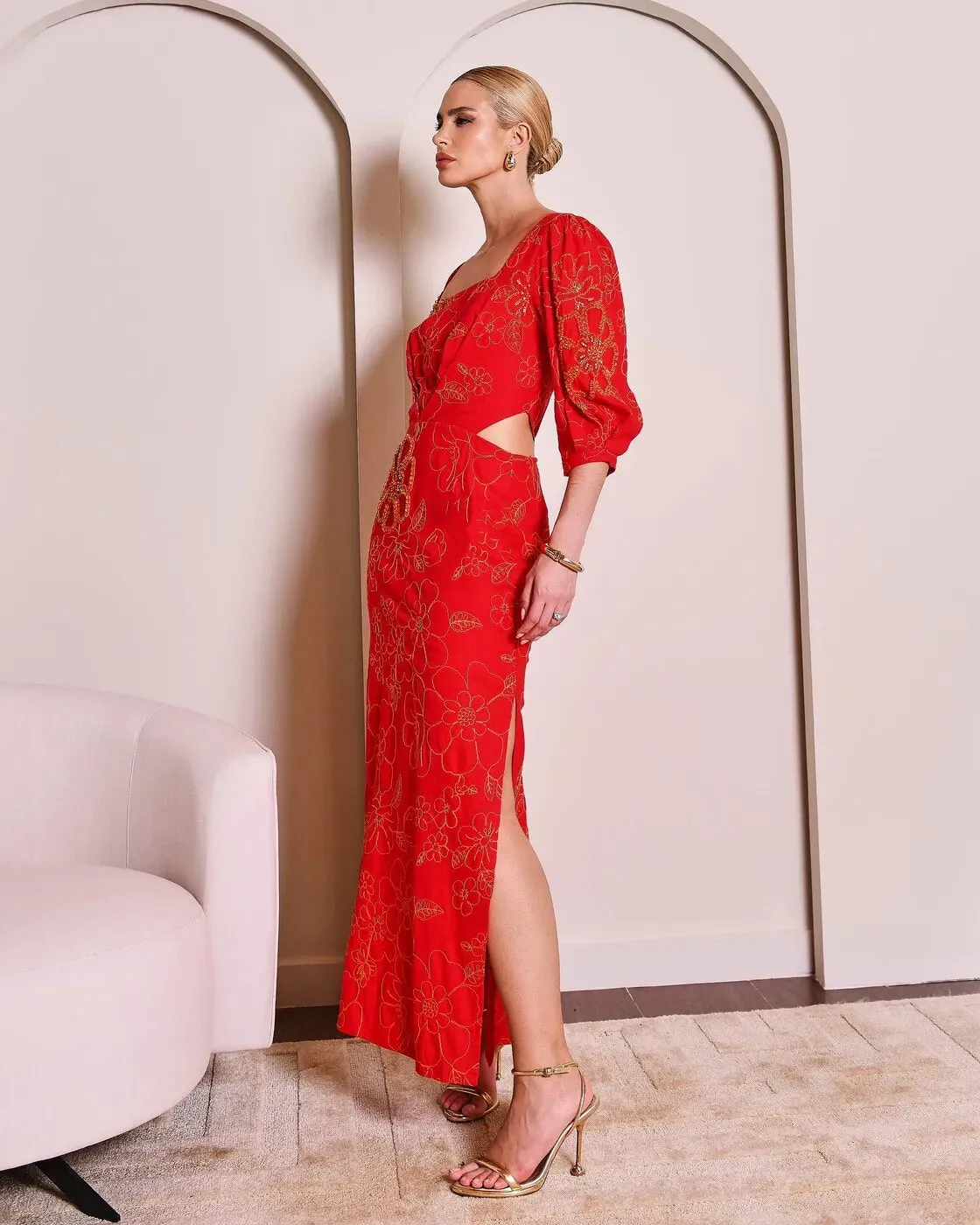 Vestido Anne Fernandes Vermelho Longo