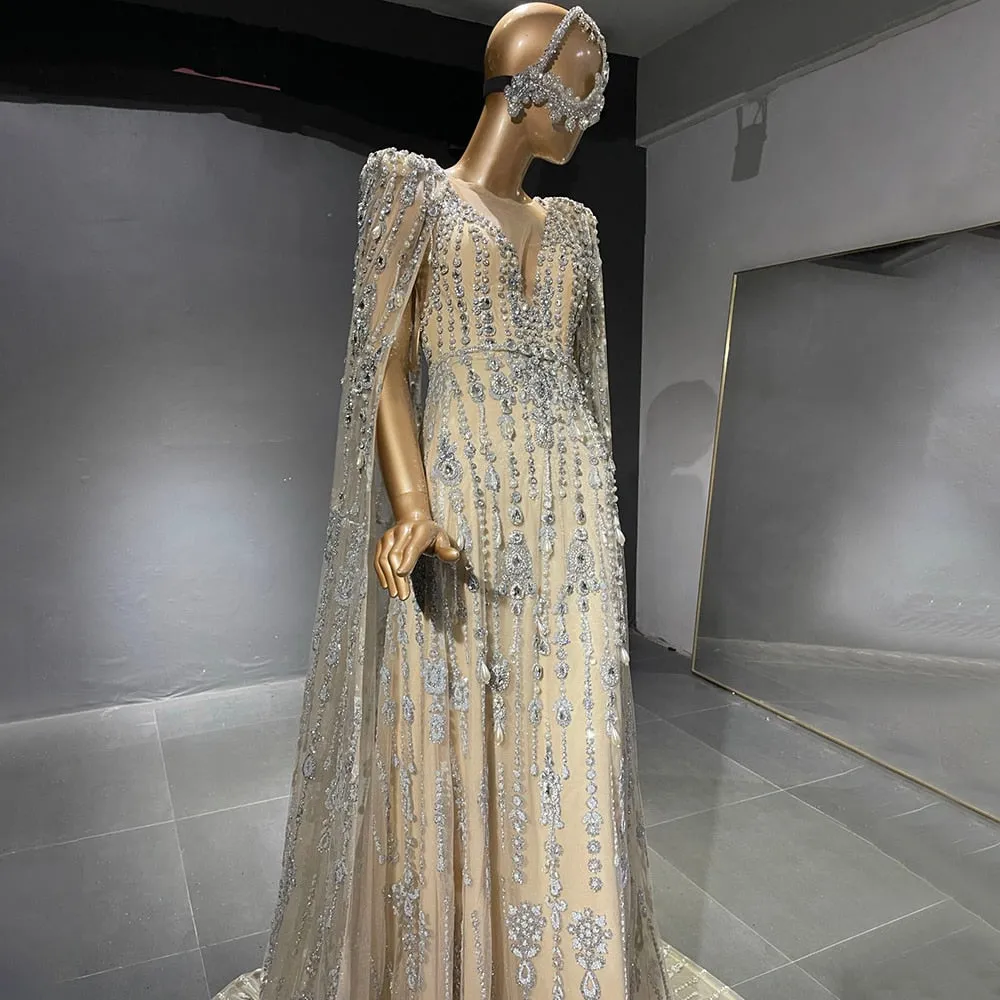 Vestido de Festa Luxo Majestic Todo Decorado em Strass e Pérolas - Modelo Especial