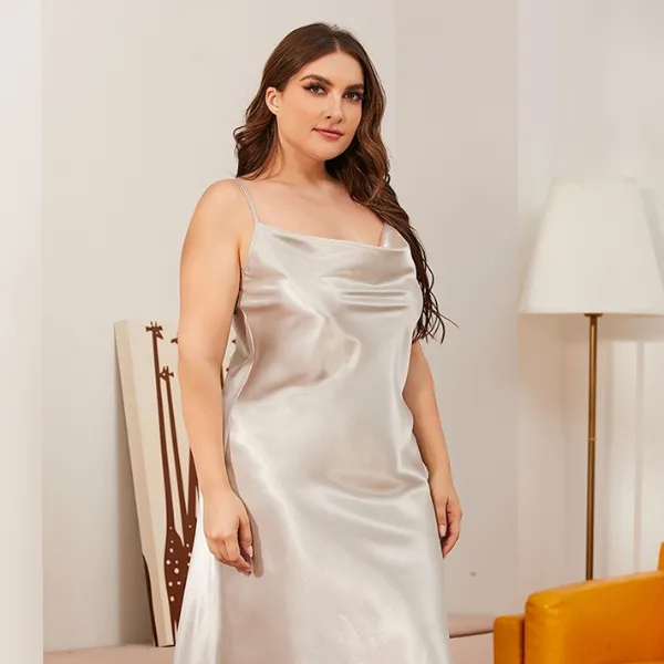 Vestido de Festa Slip Dress Midi Cetim Plus Size
