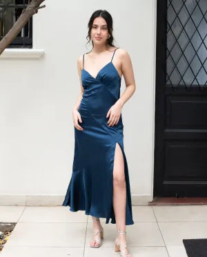 Vestido de Fiesta Largo Manuela Azul Oscuro