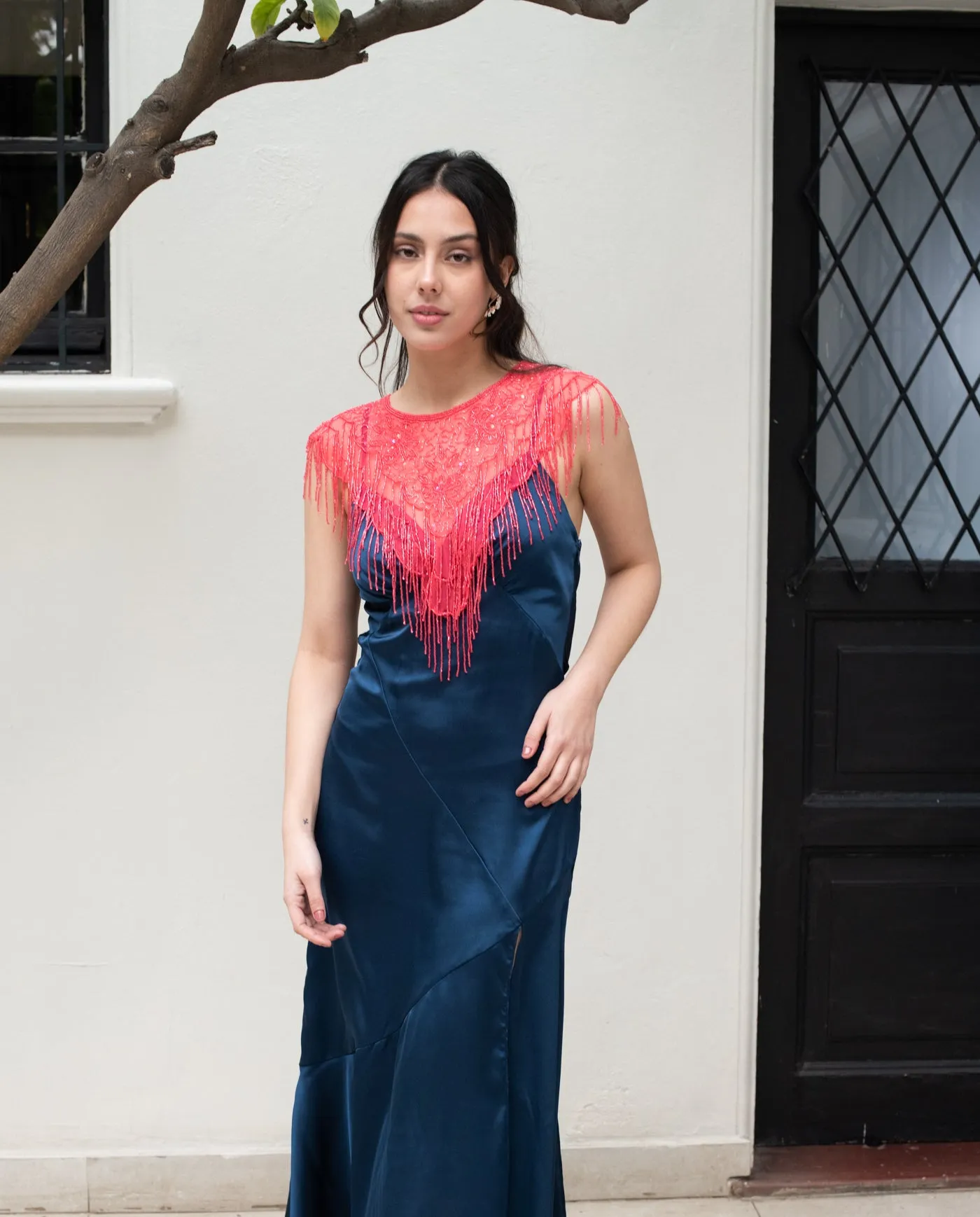 Vestido de Fiesta Largo Manuela Azul Oscuro