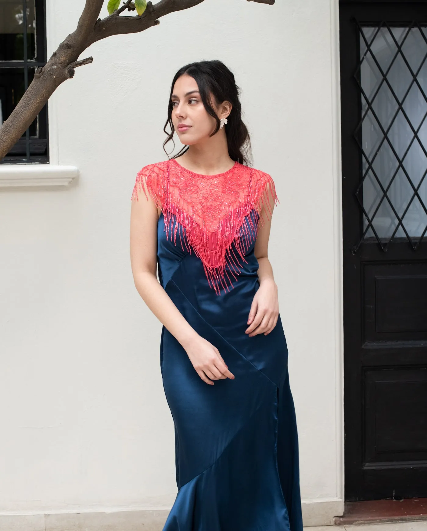 Vestido de Fiesta Largo Manuela Azul Oscuro
