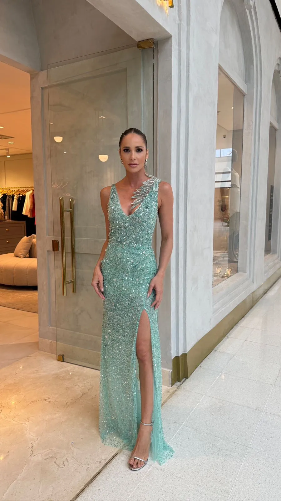 Vestido Fabiana Milazzo Longo Bordado Turmalina