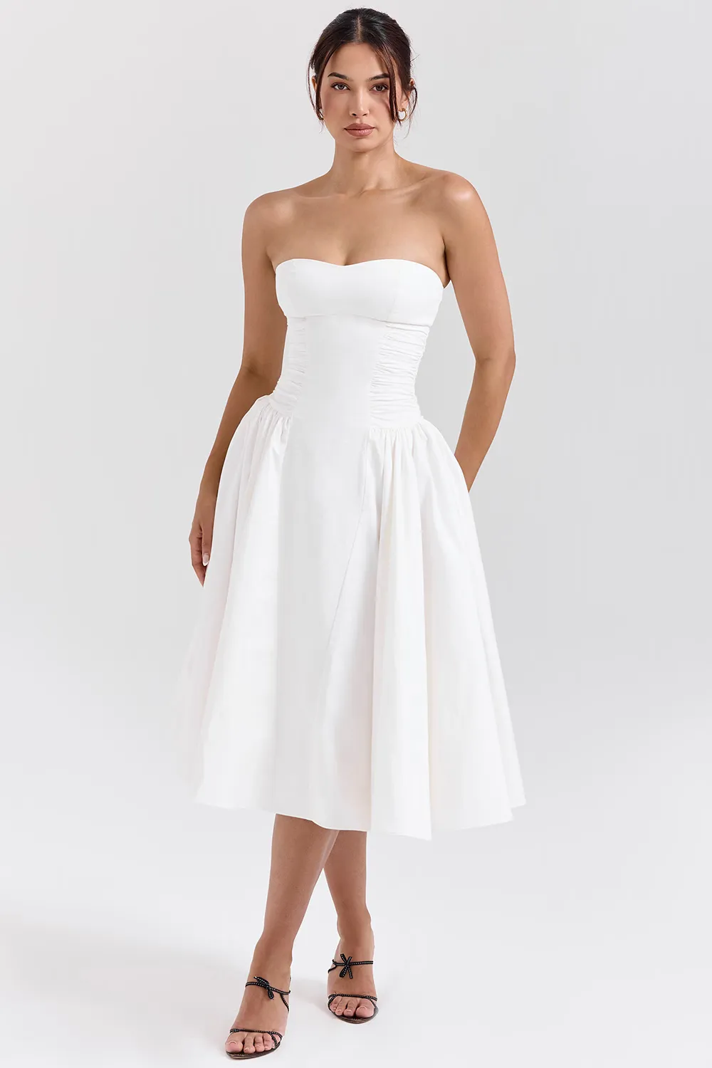 Vestido Sem Alça Midi Modelo Georgianna