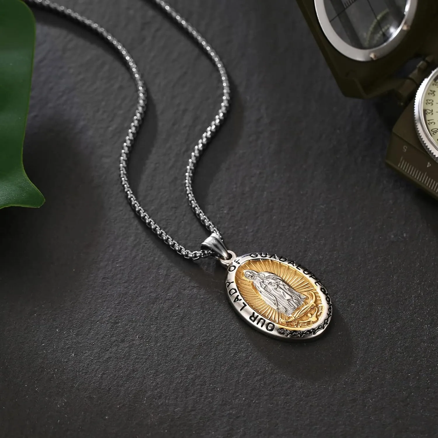 Virgin Mary Necklace,Our Lady of Guadalupe Necklace for Men and Women with 3MM 22"   2" Chain Necklace
